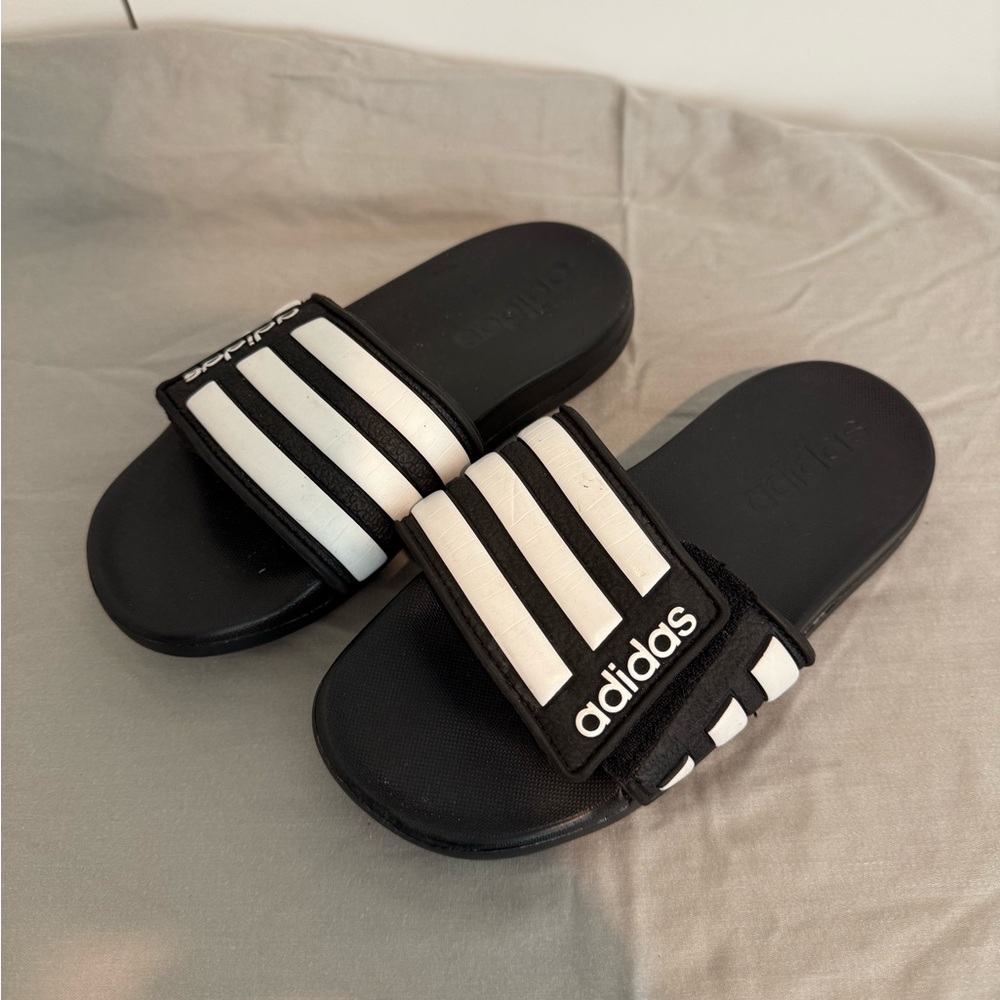 Adidas Black and White Slides